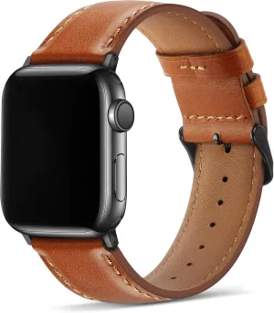Tasikar Bands Compatible with Apple Watch Band 49mm 46mm 45mm 44mm 42mm Men Genuine Leather Replacement Bands Compatible with Apple Watch Ultra 2 SE Series 10 9 8 7 6 5 4 3 2 1, Classic Brown