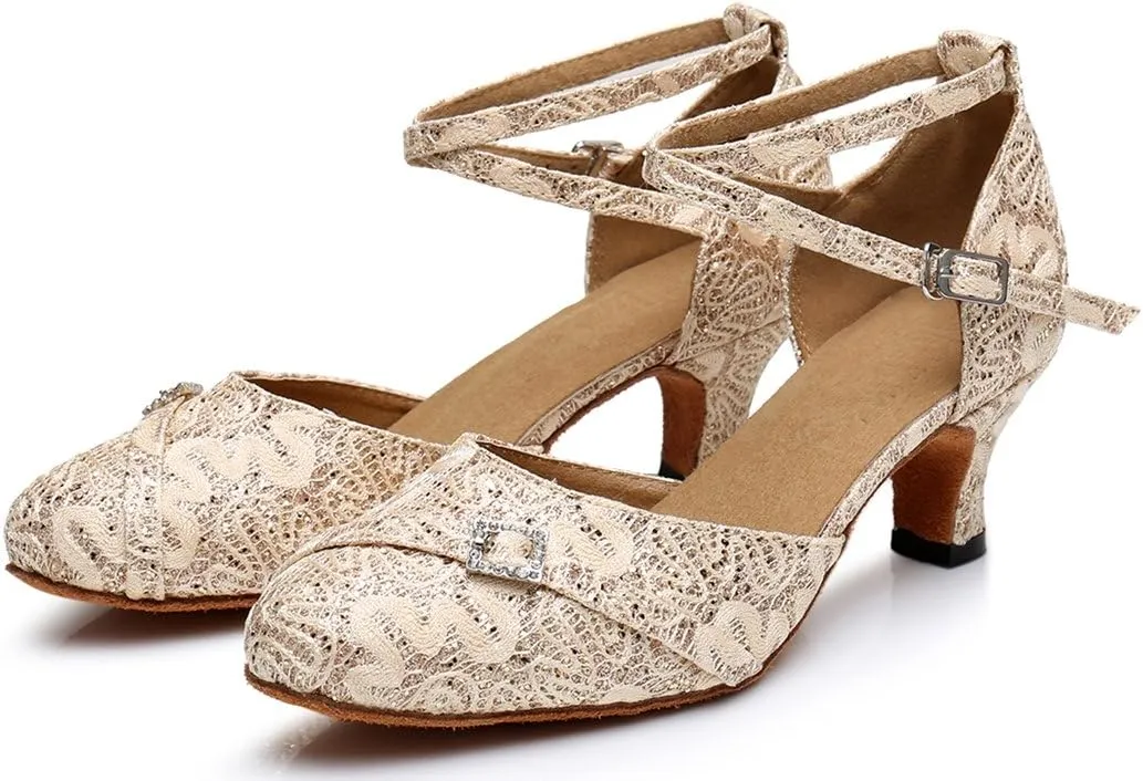 TDA Women's Classic Appliques Crystals Synthetic Tango Ballroom Salsa Latin Dance wedding Shoes