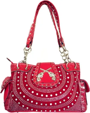 Texas West Women's Premium Buckle 3D Pistols Shoulder Handbag in 6 colors