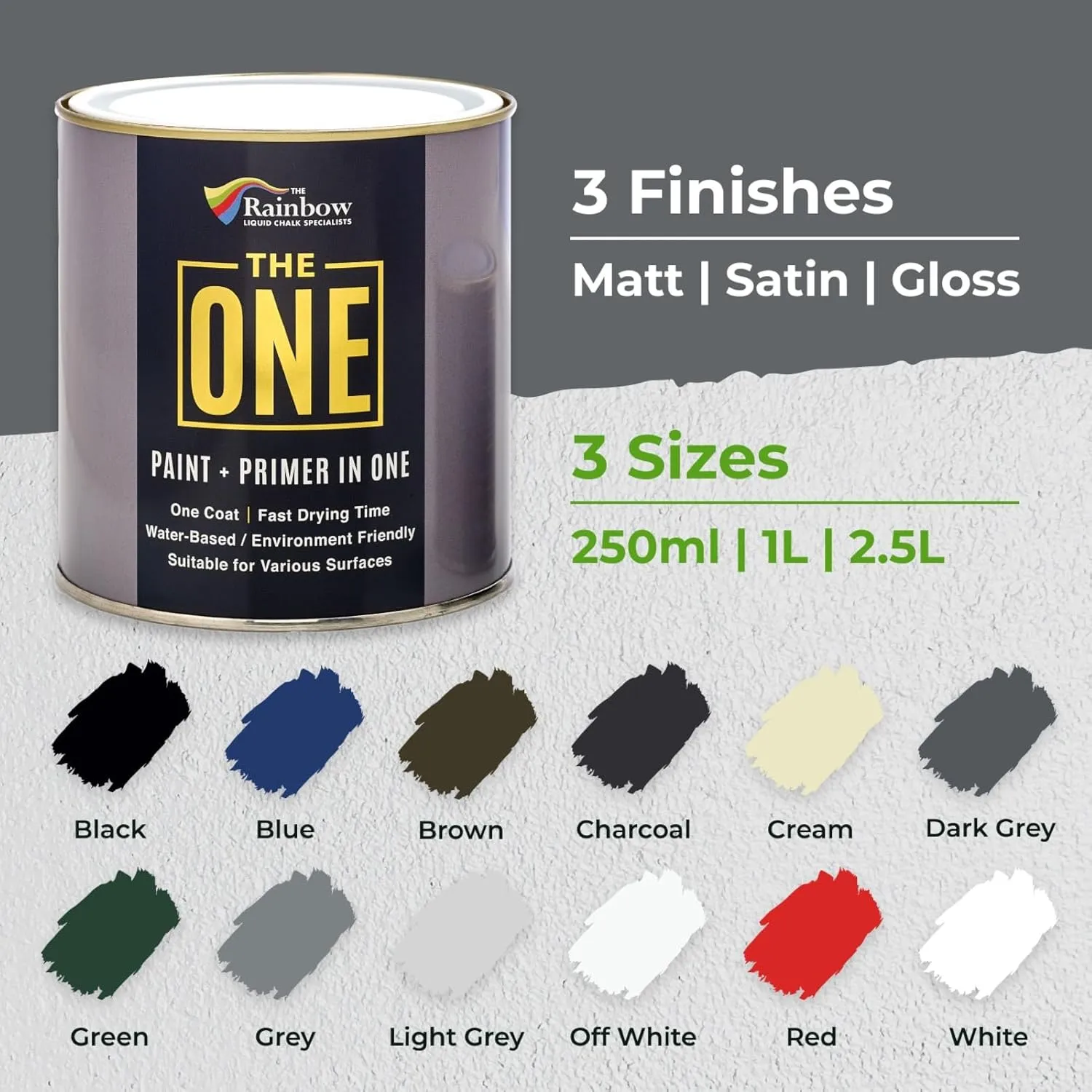 The One Paint - Satin Finish - Multi Surface Paint 250ml (Dark Grey)