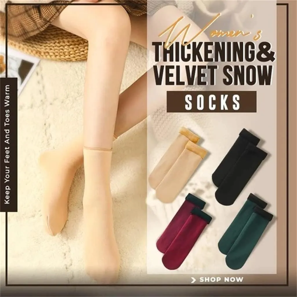 Thickening And Velvet Snow Socks, Warm Winter Thick Hiking Thermal Boot Cozy Crew Comfy Work Socks for Ladies 6 Pairs