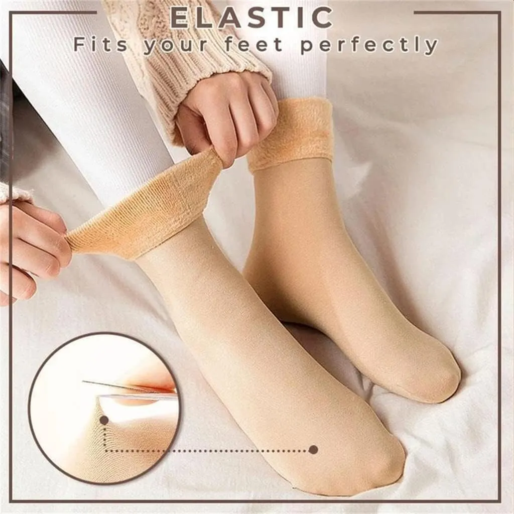 Thickening And Velvet Snow Socks, Warm Winter Thick Hiking Thermal Boot Cozy Crew Comfy Work Socks for Ladies 6 Pairs