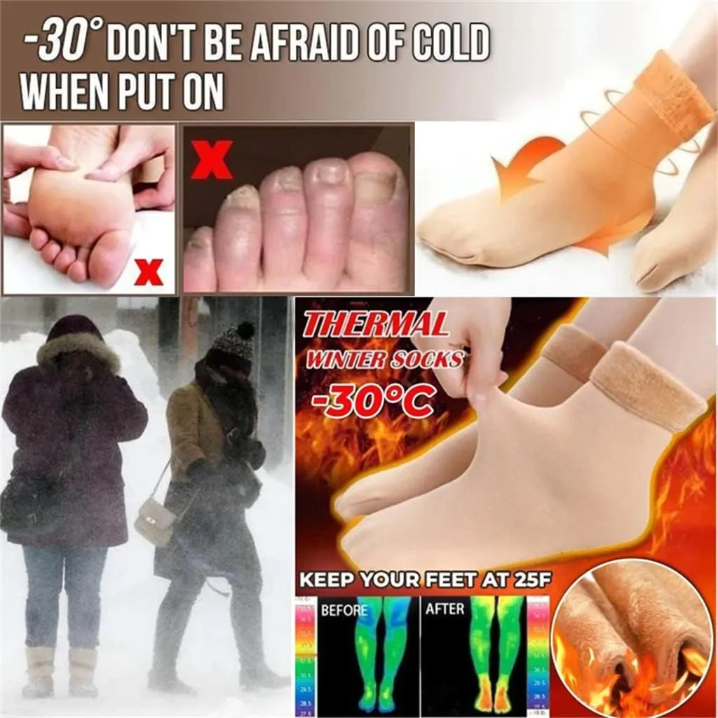 Thickening And Velvet Snow Socks, Warm Winter Thick Hiking Thermal Boot Cozy Crew Comfy Work Socks for Ladies 6 Pairs