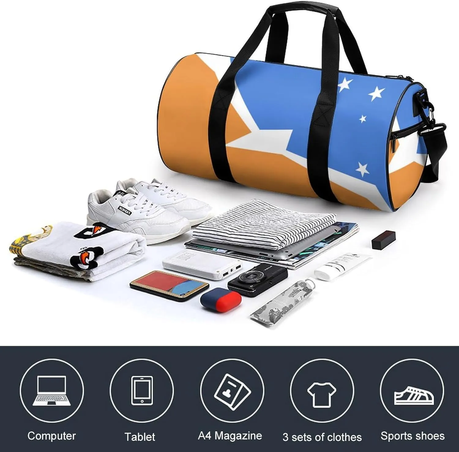 Tierra Del Fuego Flag Gym Duffel with Wet Pocket for Boys Girls Sports Travel Overnight Weekender