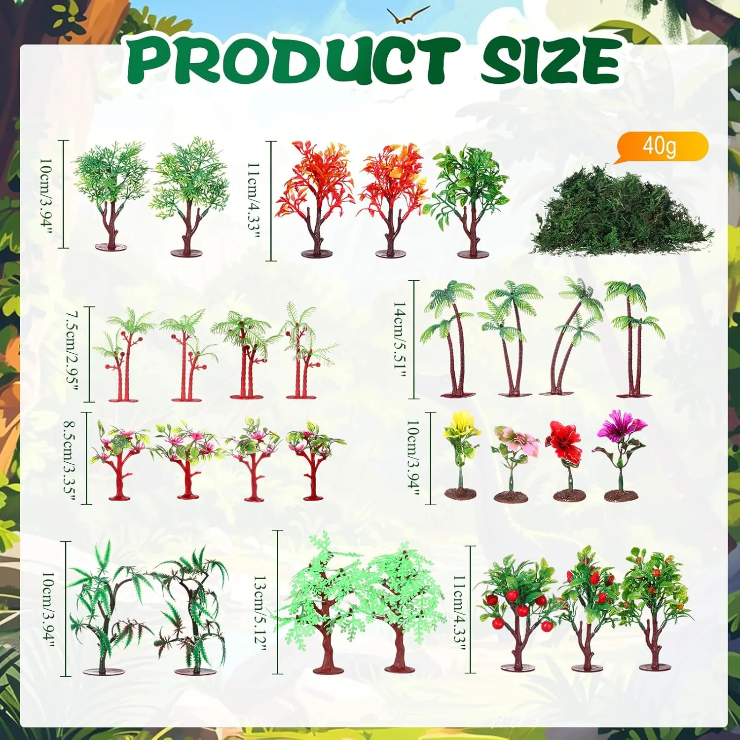 Tigeen 28 Pcs Model Trees Mixed Model with 1.4 Ounce Faux Green Moss Decor Tree Train Scenery Architecture for DIY Crafts, Building, Scenery Landscape(Mixed Trees)