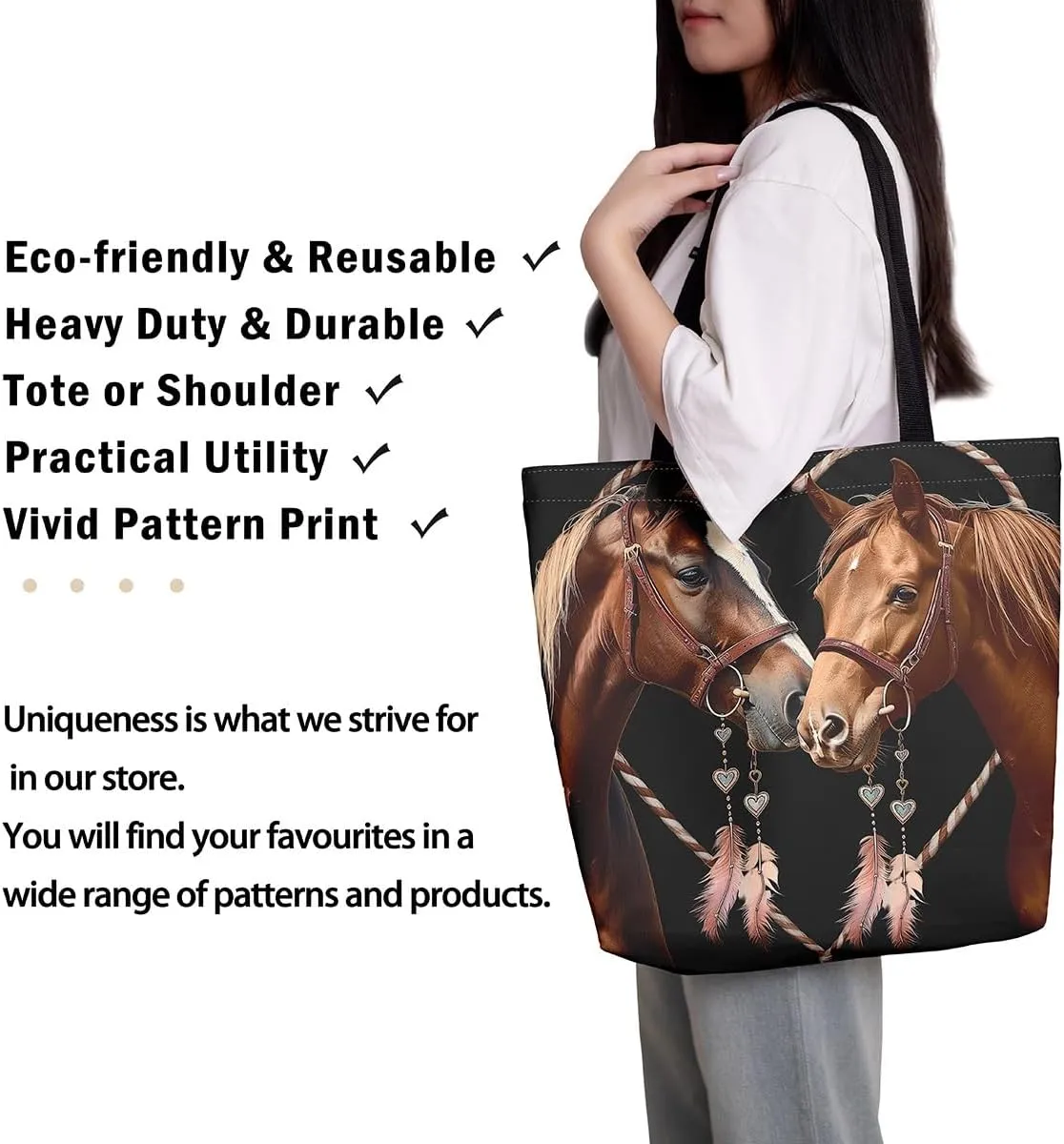 Tiger Canvas Tote Bag for Women,Romantic Rose Flower Tote Bag African Wild Animals Reusable Grocery Shoulder Bag