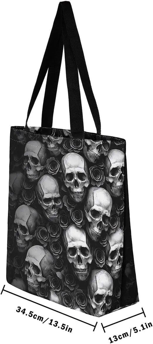 Tiger Canvas Tote Bag for Women,Romantic Rose Flower Tote Bag African Wild Animals Reusable Grocery Shoulder Bag