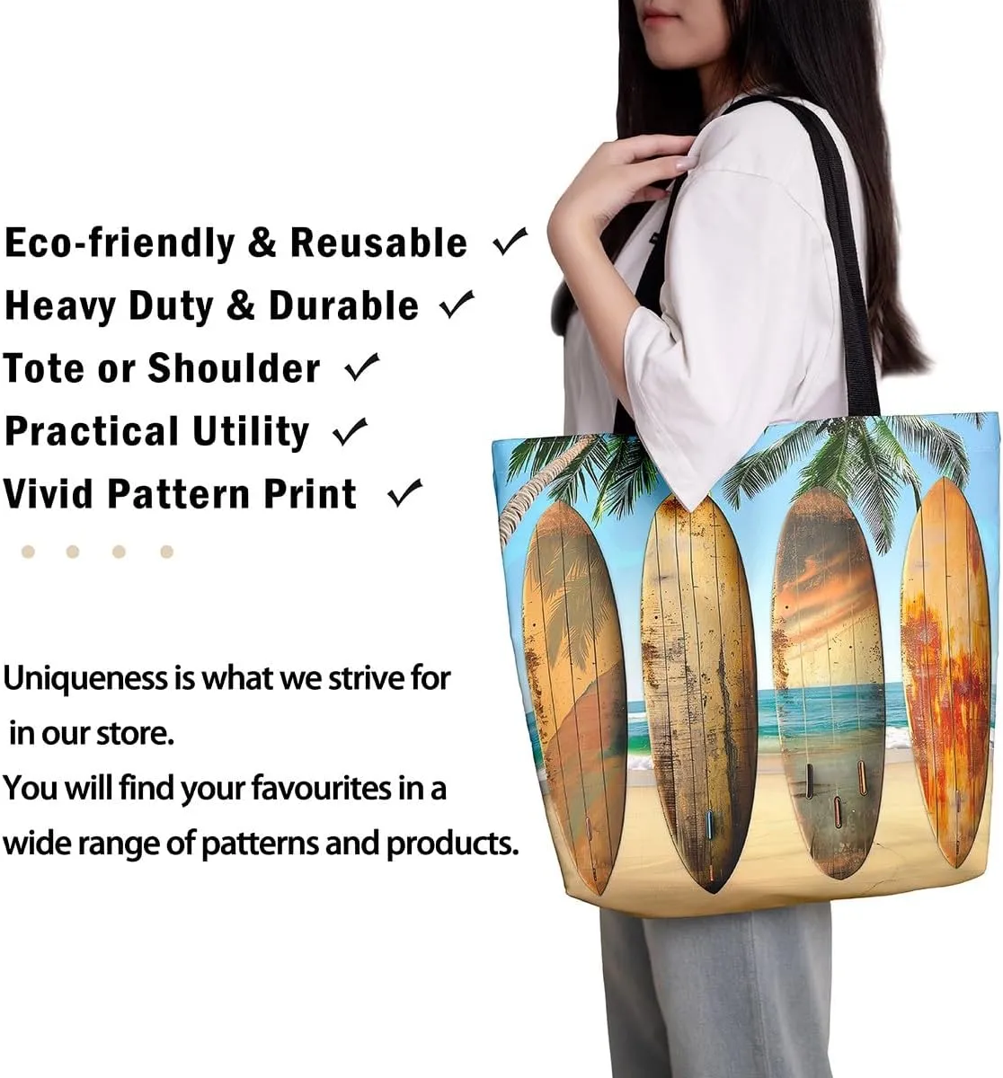 Tiger Canvas Tote Bag for Women,Romantic Rose Flower Tote Bag African Wild Animals Reusable Grocery Shoulder Bag