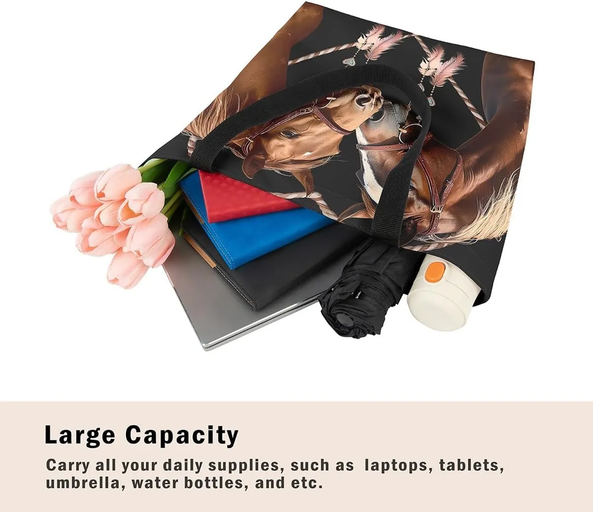 Tiger Canvas Tote Bag for Women,Romantic Rose Flower Tote Bag African Wild Animals Reusable Grocery Shoulder Bag