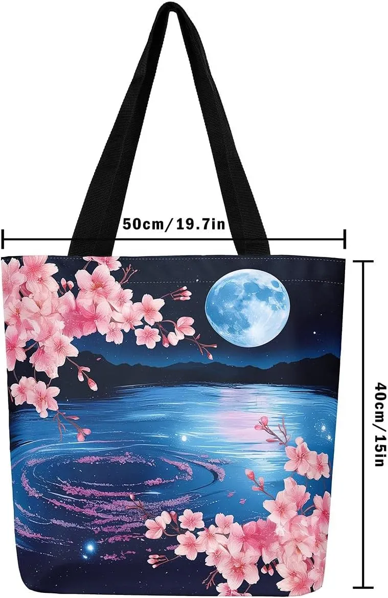 Tiger Canvas Tote Bag for Women,Romantic Rose Flower Tote Bag African Wild Animals Reusable Grocery Shoulder Bag