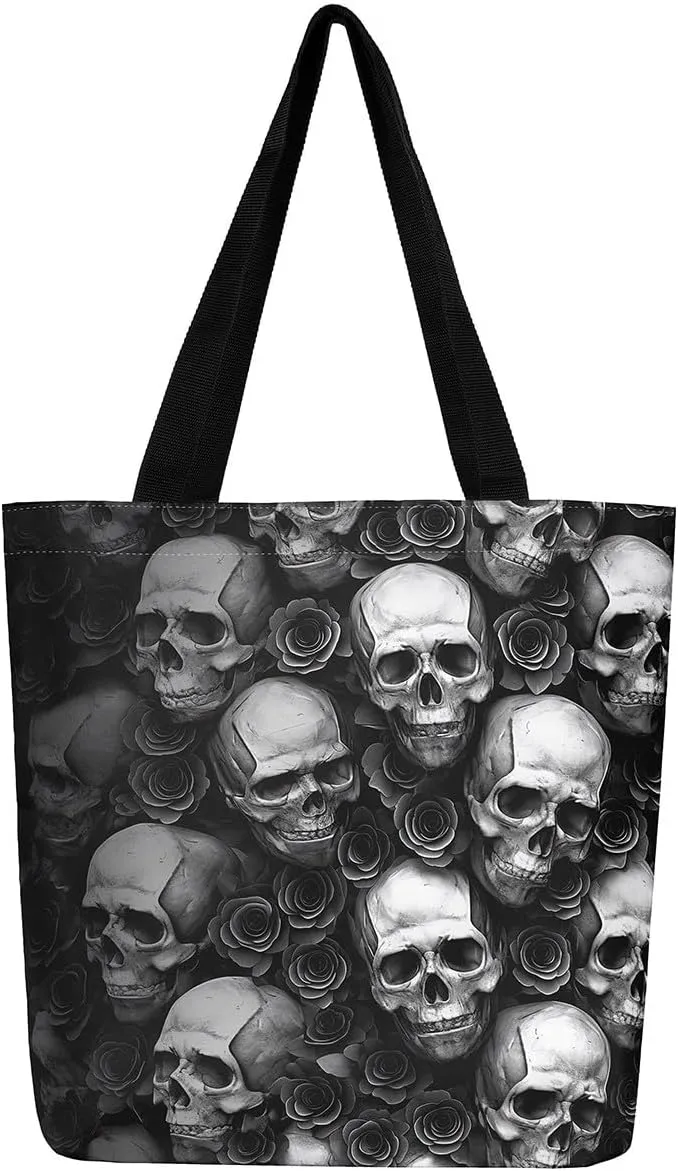 Tiger Canvas Tote Bag for Women,Romantic Rose Flower Tote Bag African Wild Animals Reusable Grocery Shoulder Bag