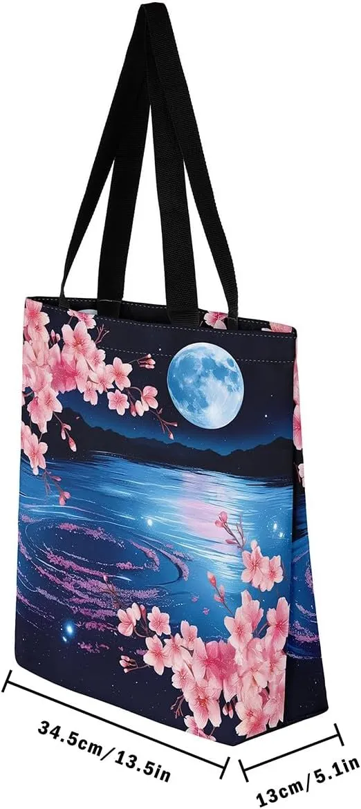 Tiger Canvas Tote Bag for Women,Romantic Rose Flower Tote Bag African Wild Animals Reusable Grocery Shoulder Bag