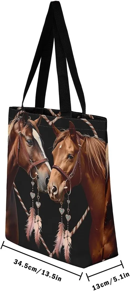 Tiger Canvas Tote Bag for Women,Romantic Rose Flower Tote Bag African Wild Animals Reusable Grocery Shoulder Bag