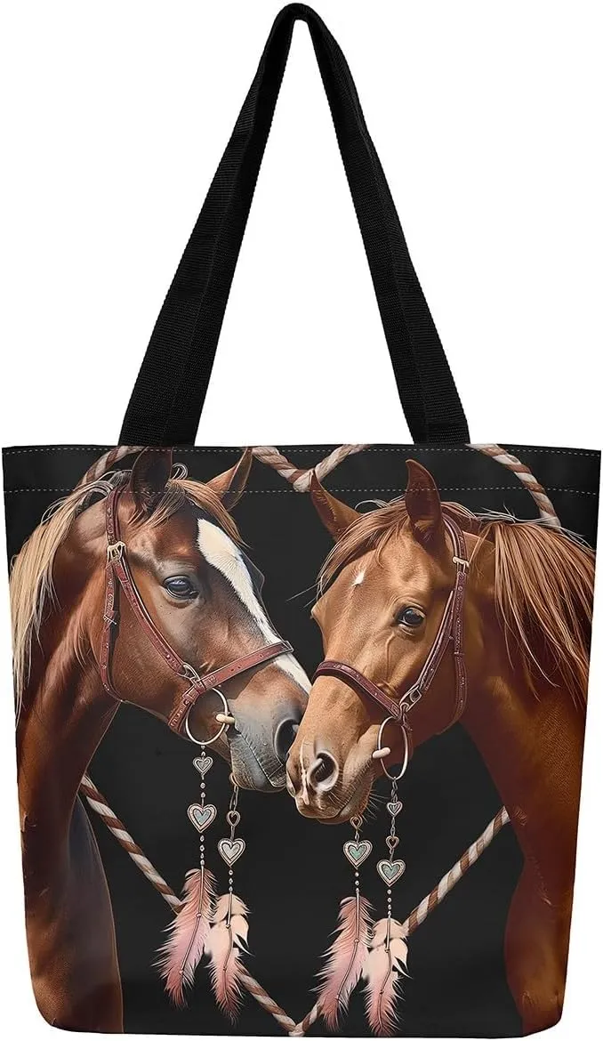 Tiger Canvas Tote Bag for Women,Romantic Rose Flower Tote Bag African Wild Animals Reusable Grocery Shoulder Bag
