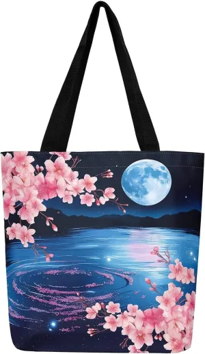Tiger Canvas Tote Bag for Women,Romantic Rose Flower Tote Bag African Wild Animals Reusable Grocery Shoulder Bag