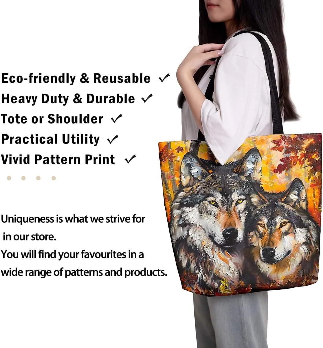 Tiger Canvas Tote Bag for Women,Romantic Rose Flower Tote Bag African Wild Animals Reusable Grocery Shoulder Bag