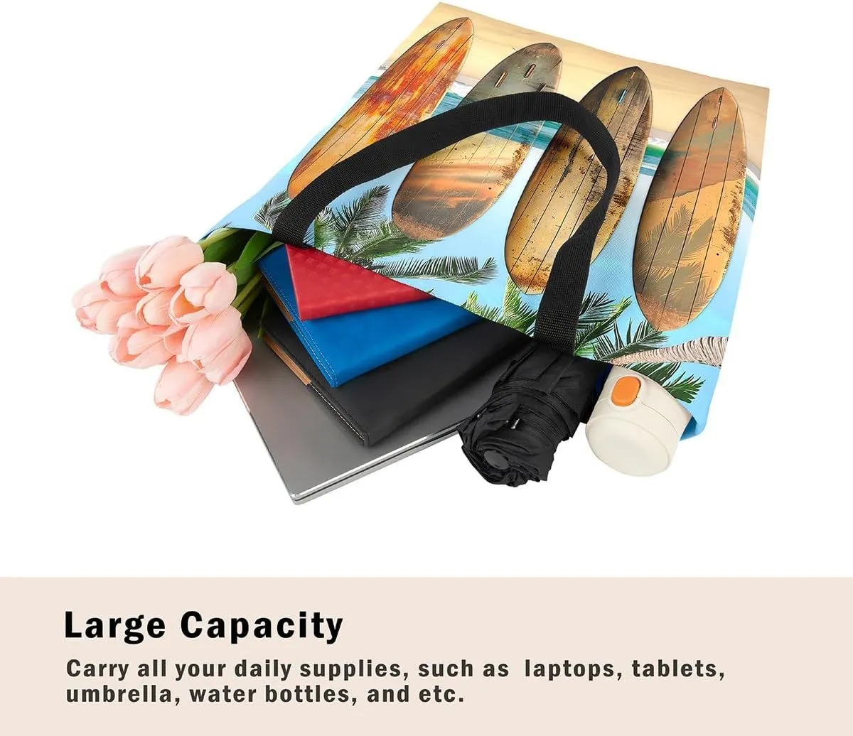 Tiger Canvas Tote Bag for Women,Romantic Rose Flower Tote Bag African Wild Animals Reusable Grocery Shoulder Bag