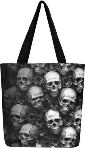 Tiger Canvas Tote Bag for Women,Romantic Rose Flower Tote Bag African Wild Animals Reusable Grocery Shoulder Bag
