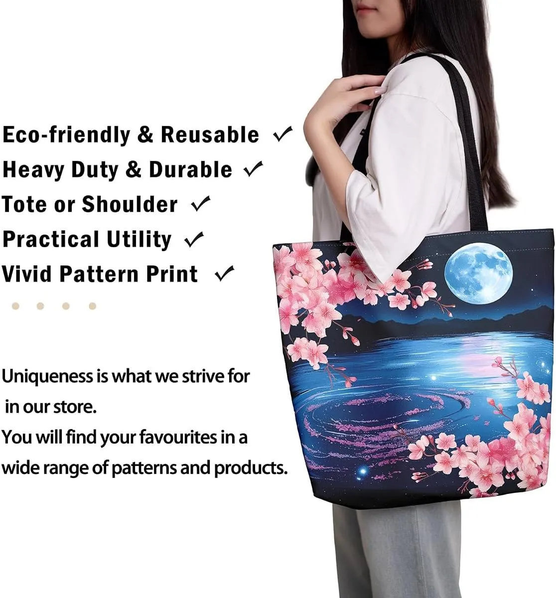 Tiger Canvas Tote Bag for Women,Romantic Rose Flower Tote Bag African Wild Animals Reusable Grocery Shoulder Bag