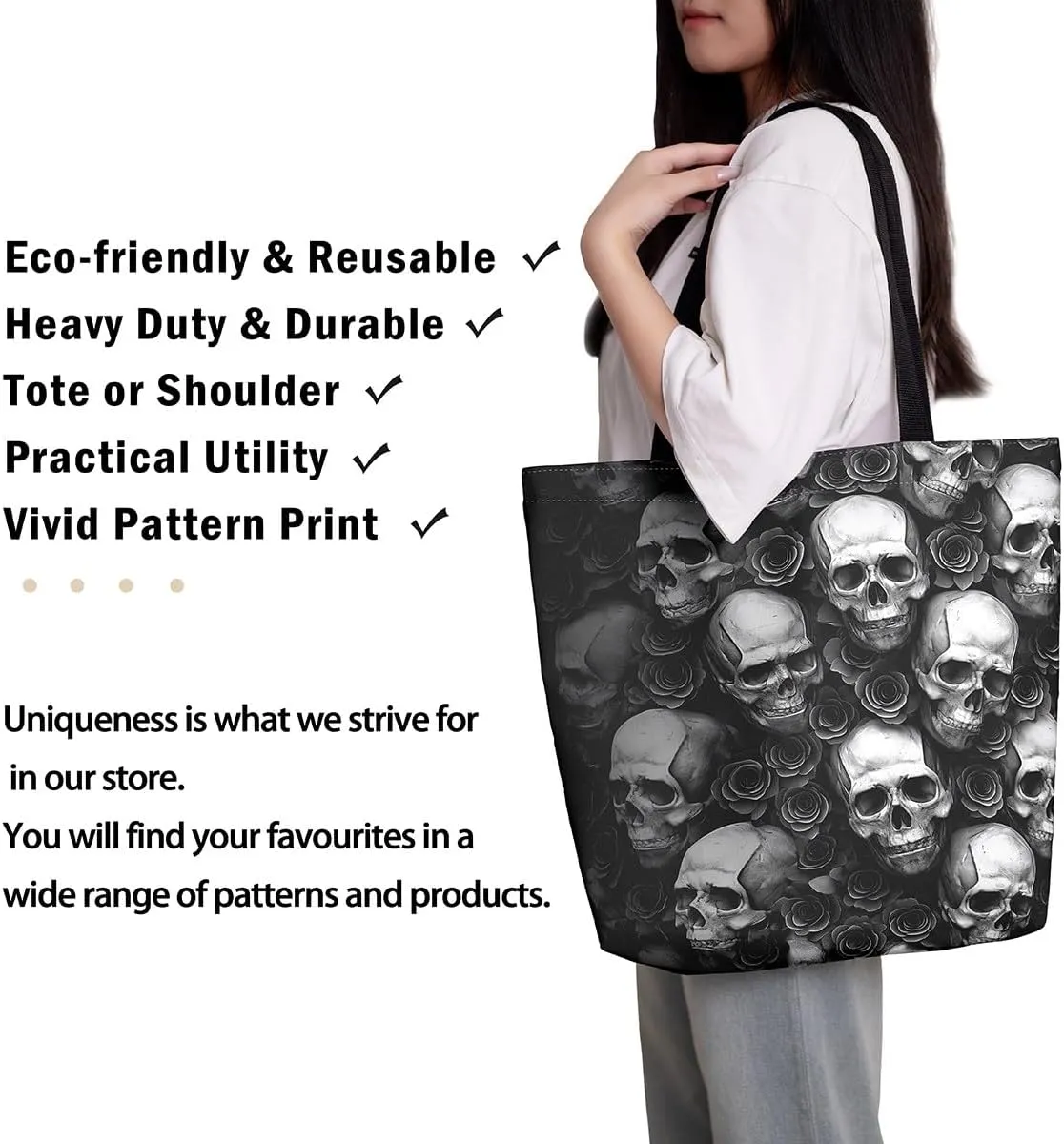 Tiger Canvas Tote Bag for Women,Romantic Rose Flower Tote Bag African Wild Animals Reusable Grocery Shoulder Bag