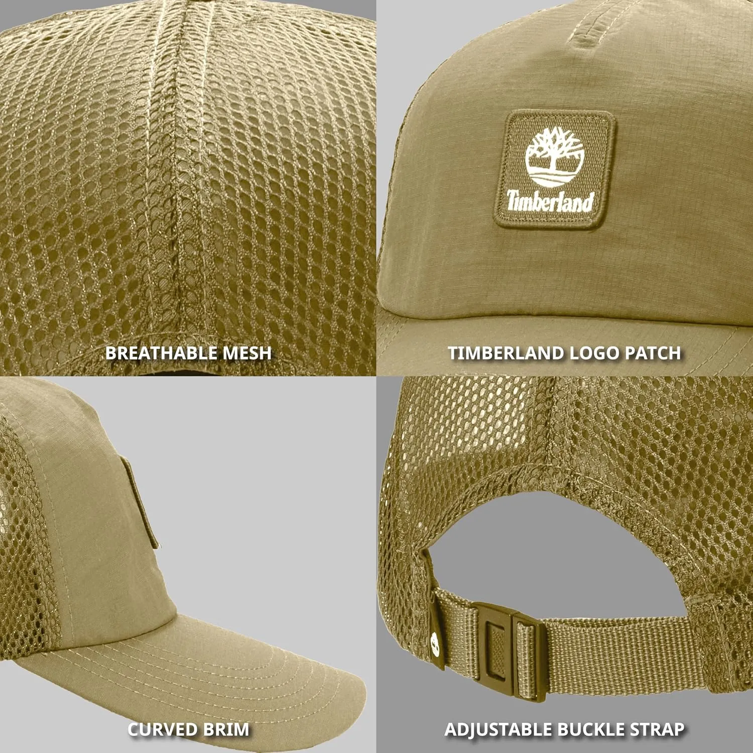 Timberland Trucker Hat, Soft Structured Baseball Cap, Adjustable Mesh Back, Curved Brim, Breathable & Lightweight – One Size