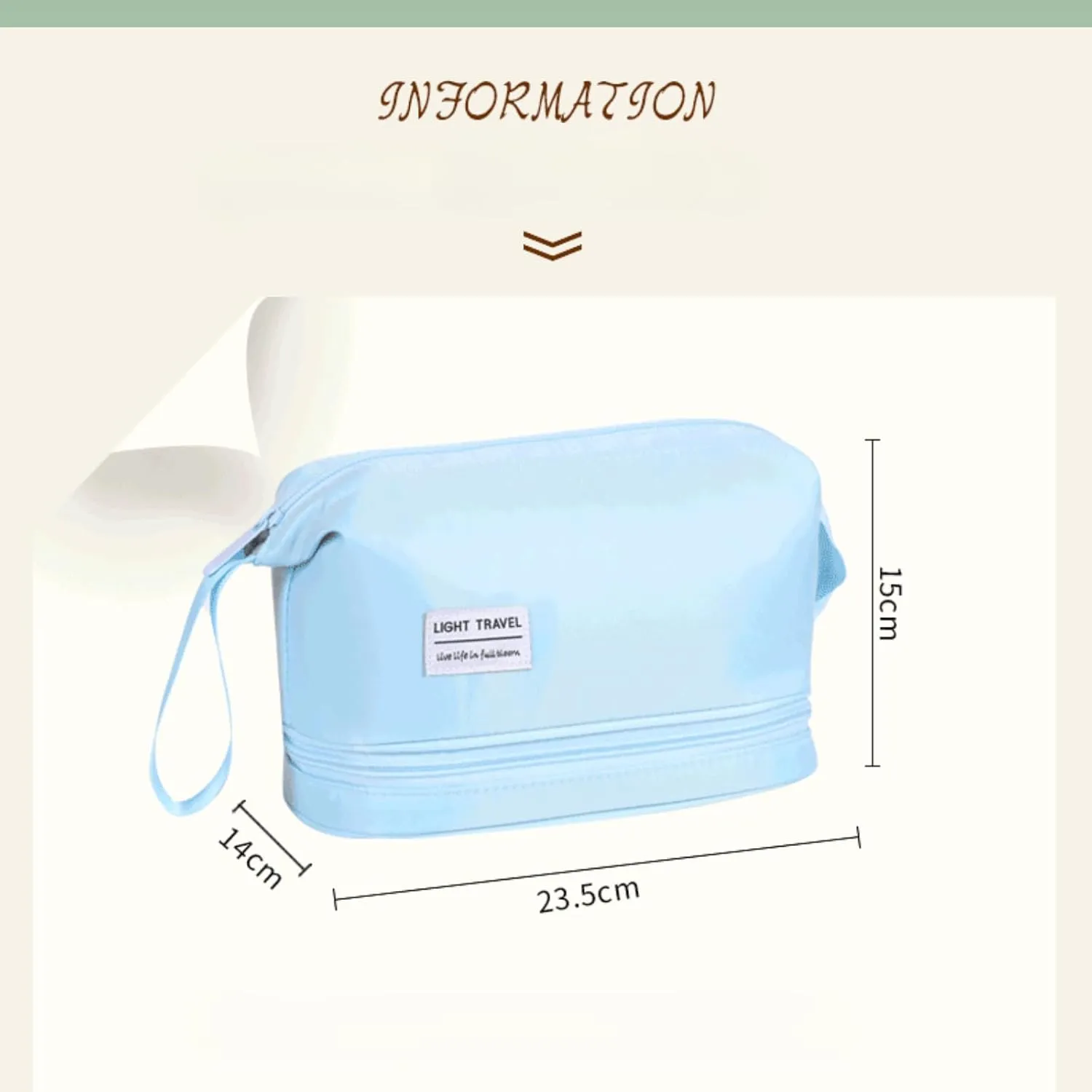 Toiletry Travel Bag For Men Women,Light Portable Waterproof Makeup Cosmetic Bag,Travel Organizer Packing Cubes (Sky blue)