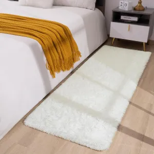 Toneed Fluffy Runner Rug for Bedroom Living Room, 2 x 6 Feet Cream Shaggy Rug Super Soft Modern Indoor Area Rug Fuzzy Plush Carpet for Dorm Nursery Kids Room Home Decorative