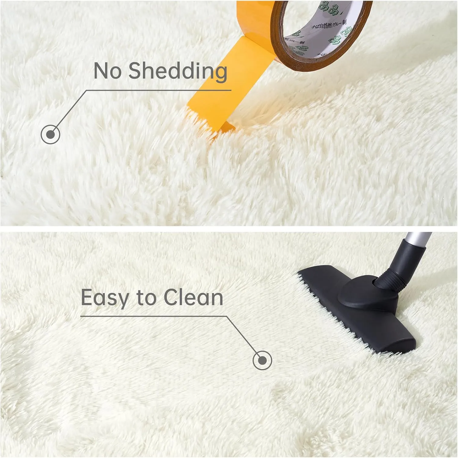 Toneed Fluffy Runner Rug for Bedroom Living Room, 2 x 6 Feet Cream Shaggy Rug Super Soft Modern Indoor Area Rug Fuzzy Plush Carpet for Dorm Nursery Kids Room Home Decorative