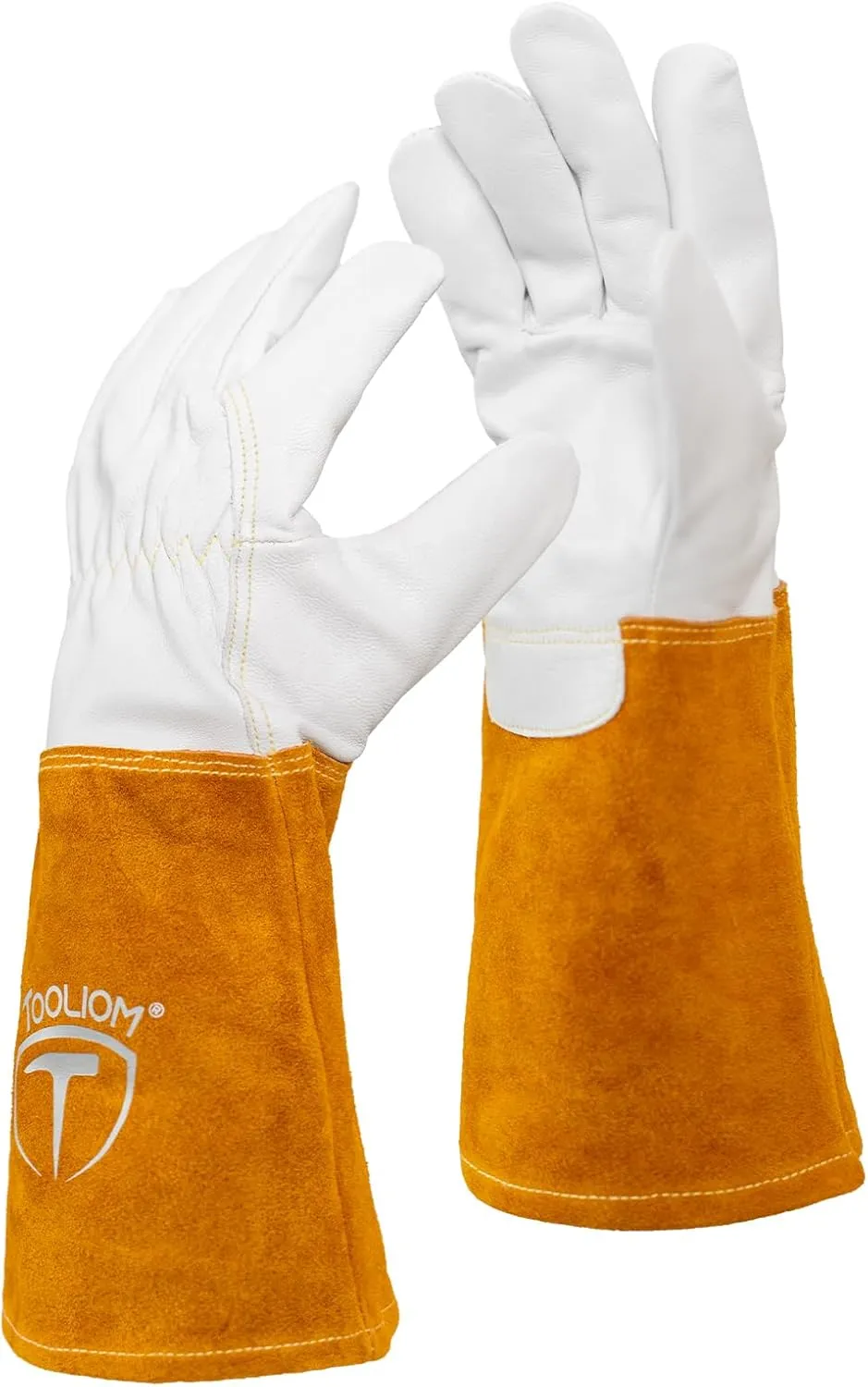 TOOLIOM Premium Goatskin TIG Welding Gloves Cuff Cowhide Split Leather with Soft Lining High-Dexterity (14-inch, Extra Large)