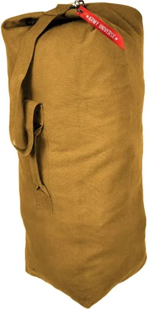 Top Load Heavyweight Cotton Canvas Tactical Military Duffle Bag Carryall Shoulder Storage Bulk Travel Bag, Coyote Brown - 14" x 14" x 41"