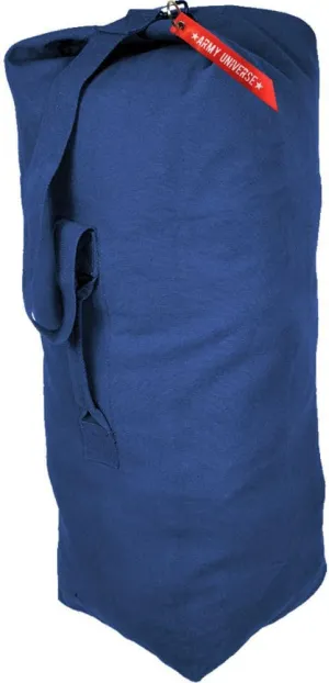 Top Load Heavyweight Cotton Canvas Tactical Military Duffle Bag Carryall Shoulder Storage Bulk Travel Bag, Navy Blue - 13" x 13" x 33"