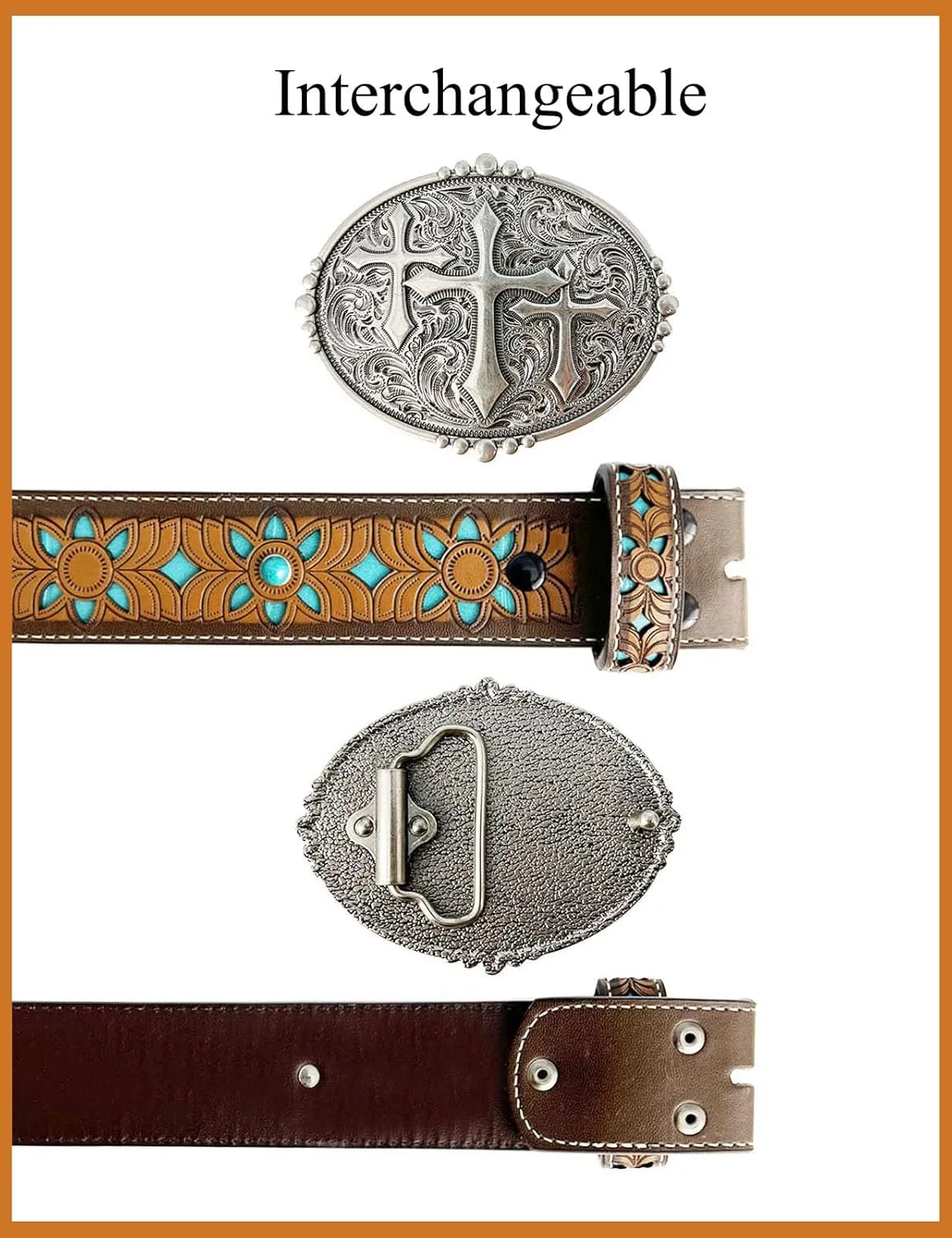 TOPACC Womens Mens Western Belt Cowboy Cowgirl Country Belt for Jeans Pants Rodeo Outfit