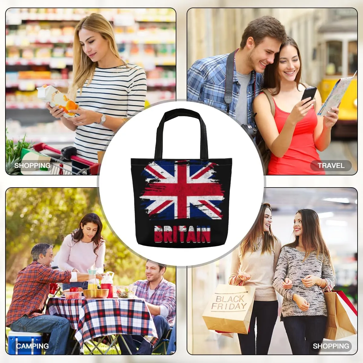 Tote Bag for Women Men Large Reusable Beach Shoulder Bags With Zipper for Gym Shopping Travel Gifts Yoga