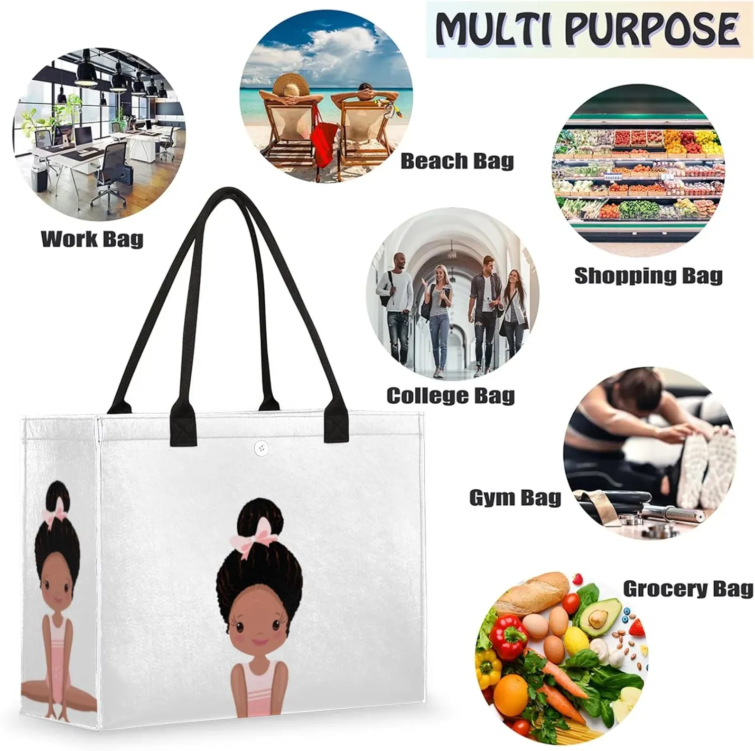 Tote Bag for Women Reusable Canvas Shoulder Bag