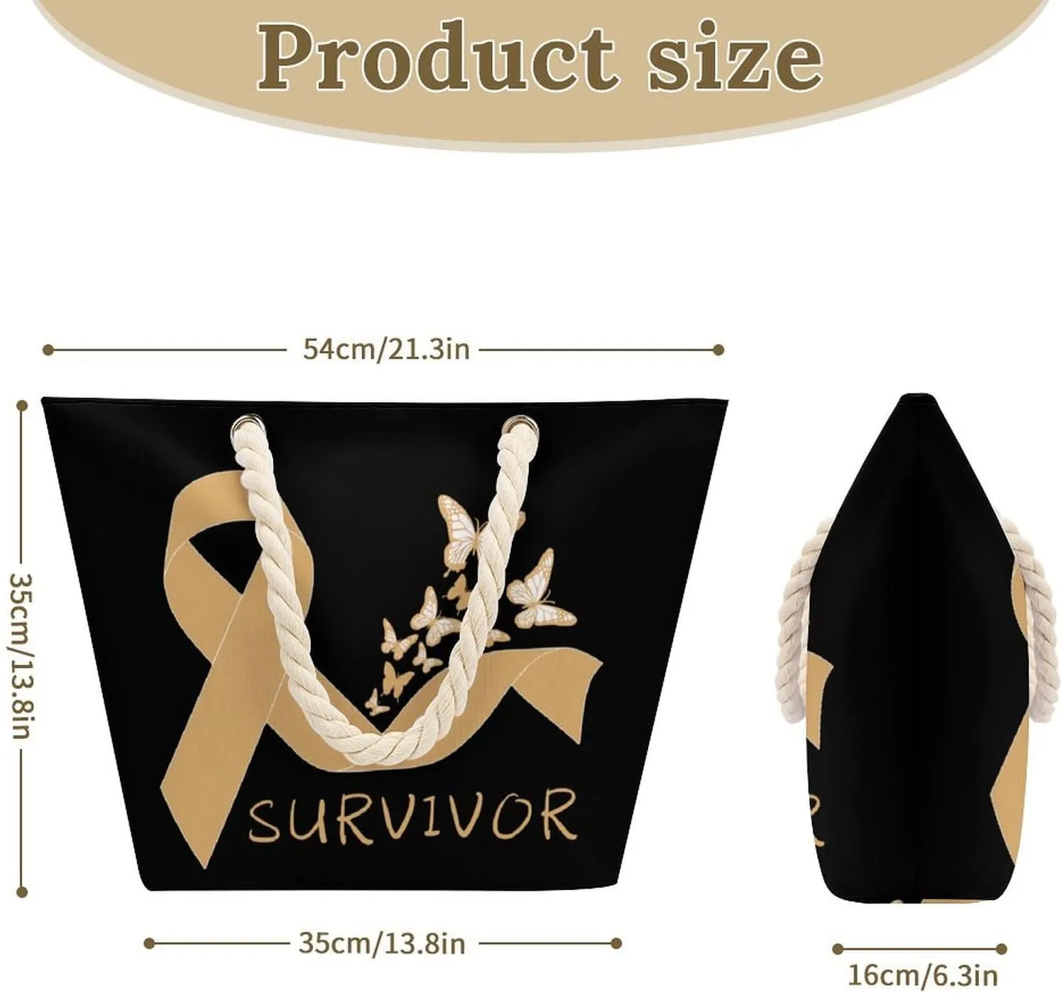 Tote Bag Large Handles Beach Bag with Zipper for Shopping Groceries Travel Outdoors Swim Pool Bag
