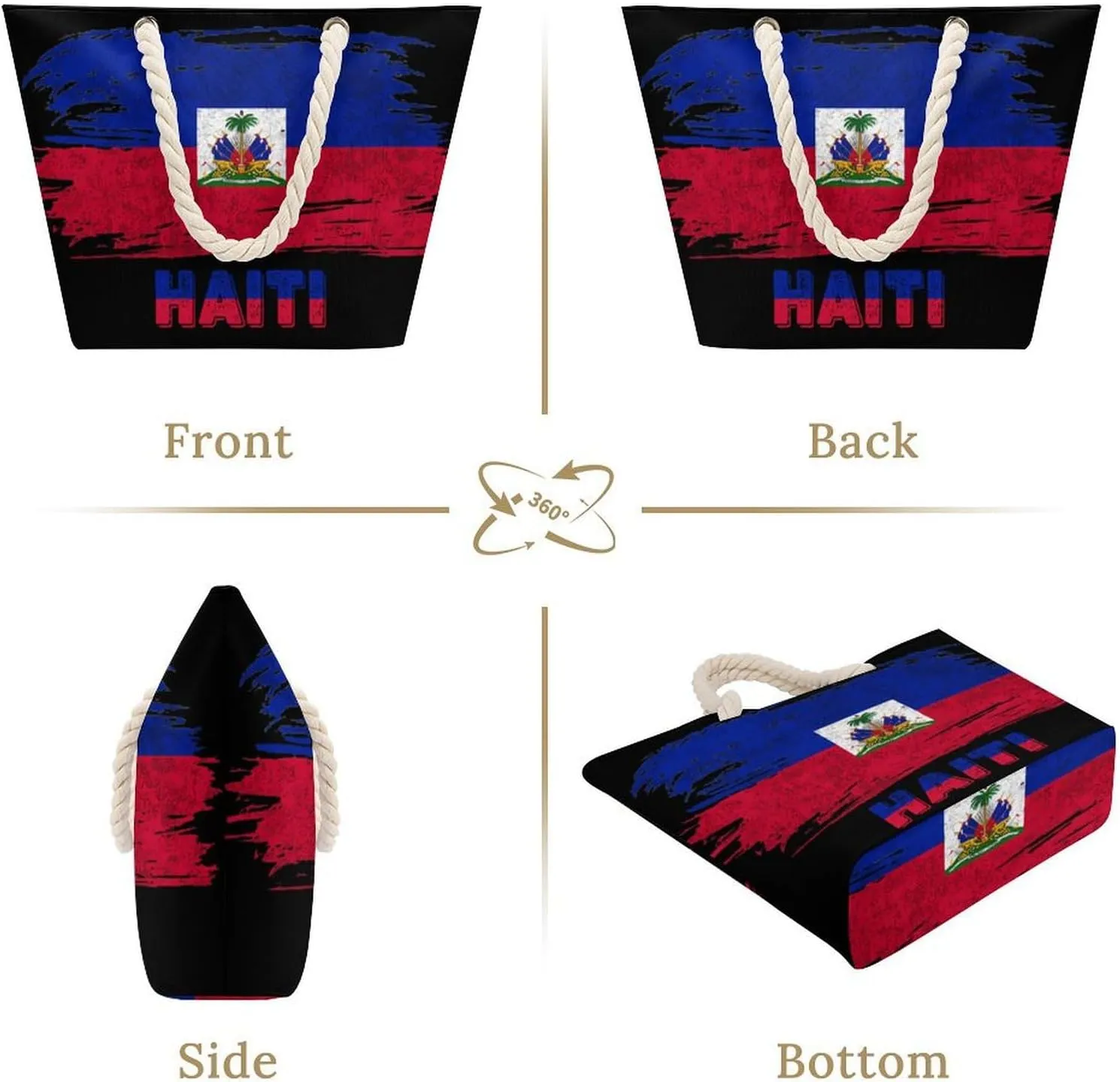 Tote Bag Large Handles Beach Bag with Zipper for Shopping Groceries Travel Outdoors Swim Pool Bag