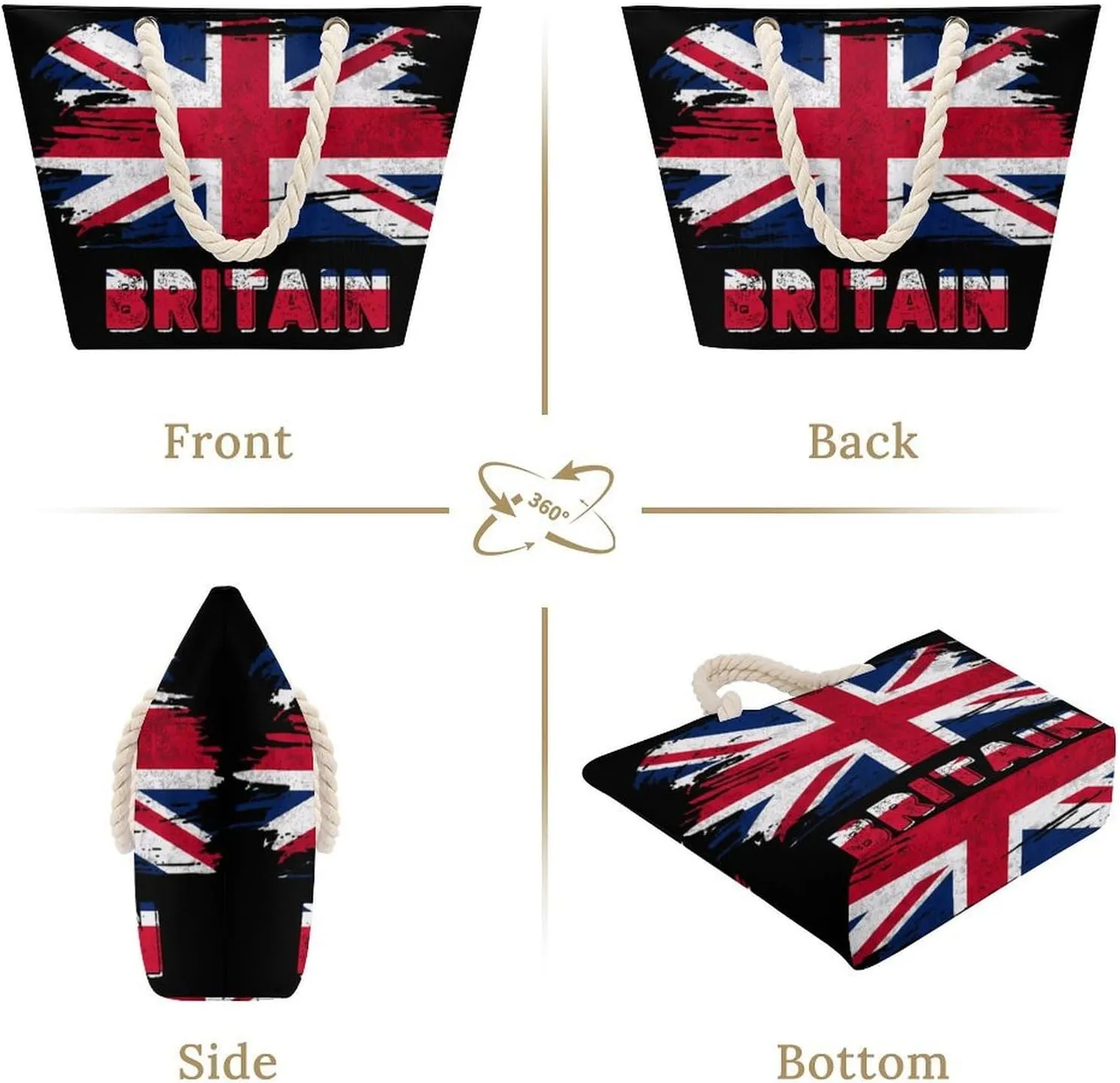 Tote Bag Large Handles Beach Bag with Zipper for Shopping Groceries Travel Outdoors Swim Pool Bag