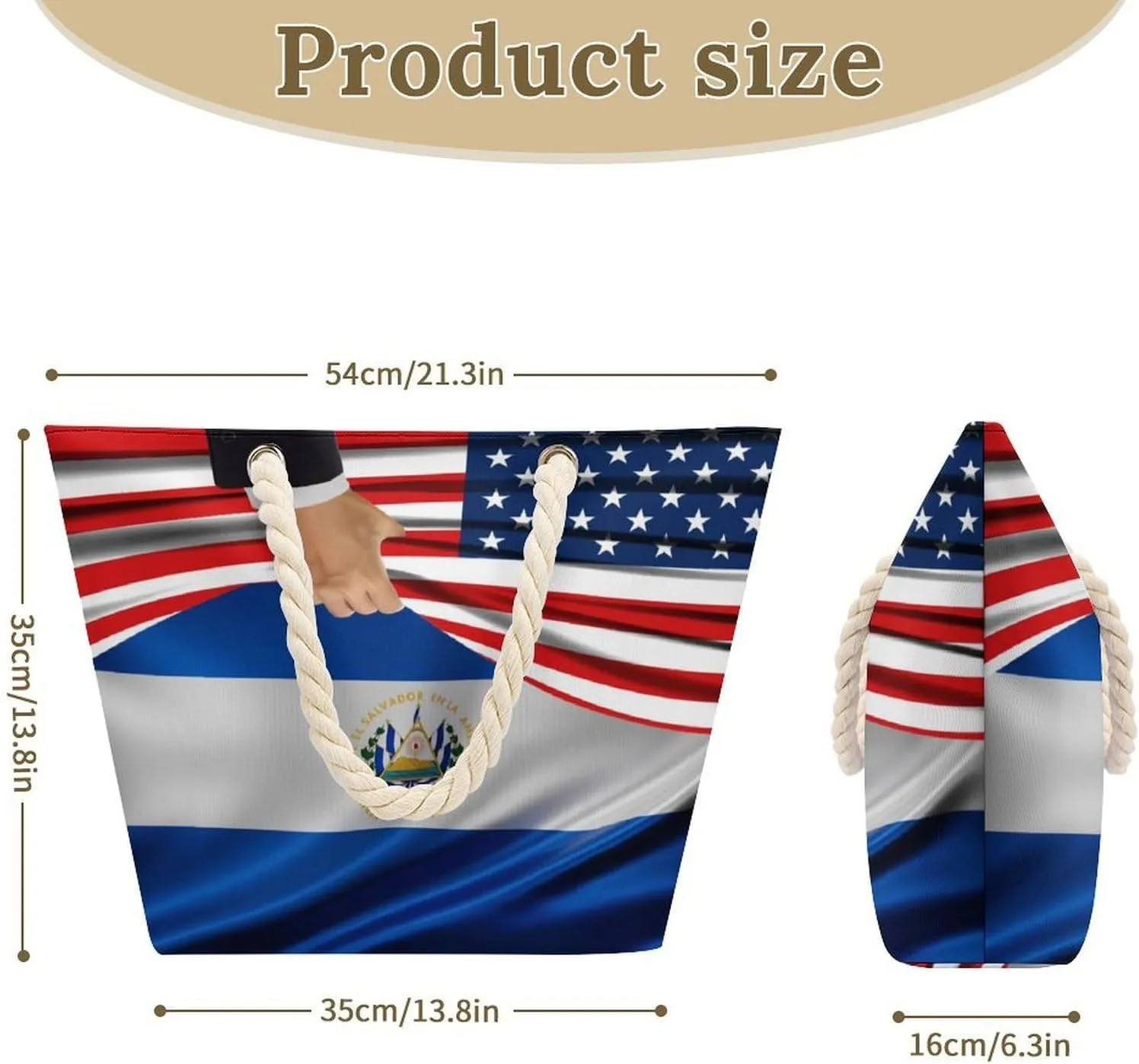 Tote Bag Large Handles Beach Bag with Zipper for Shopping Groceries Travel Outdoors Swim Pool Bag