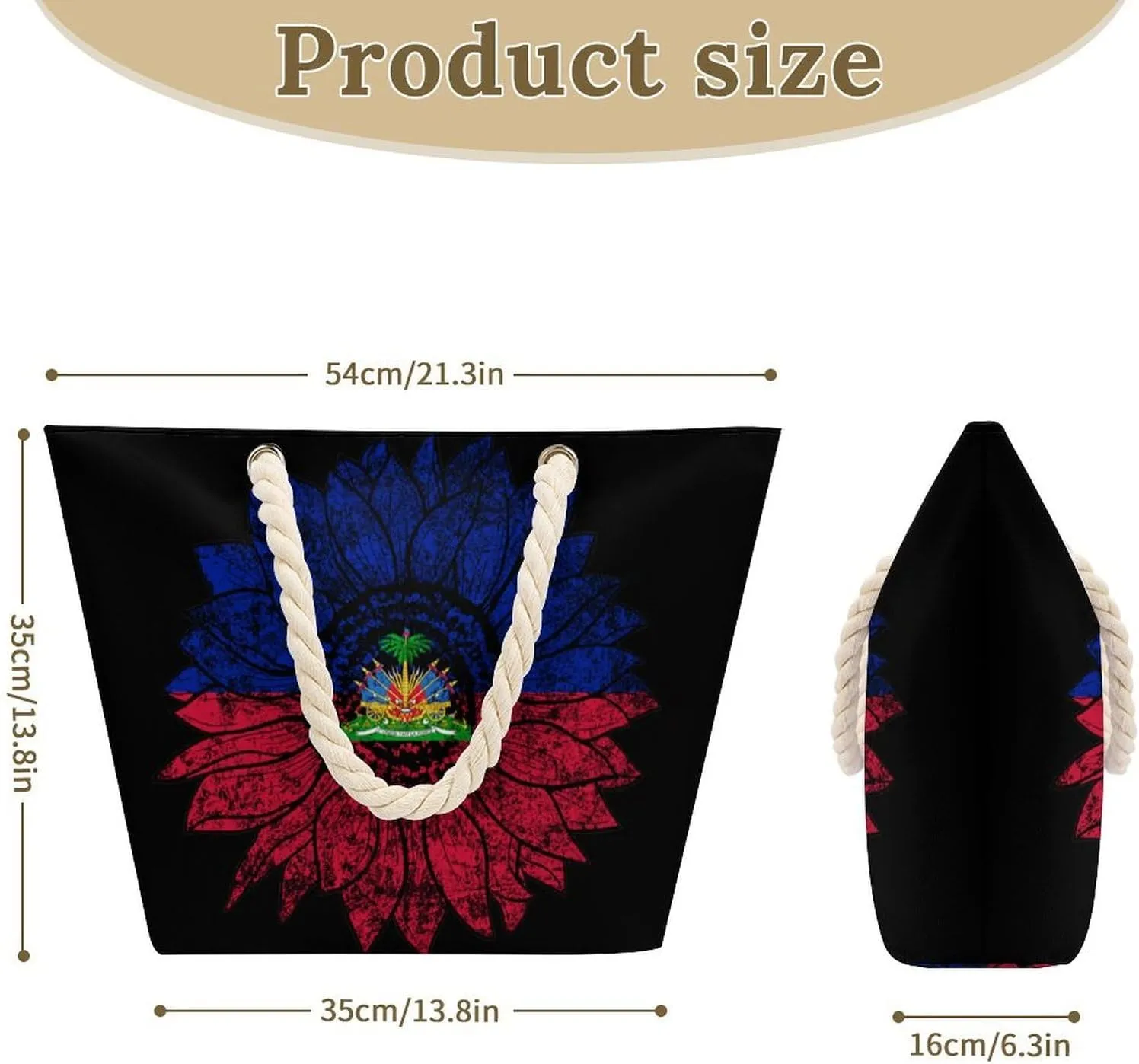 Tote Bag Large Handles Beach Bag with Zipper for Shopping Groceries Travel Outdoors Swim Pool Bag
