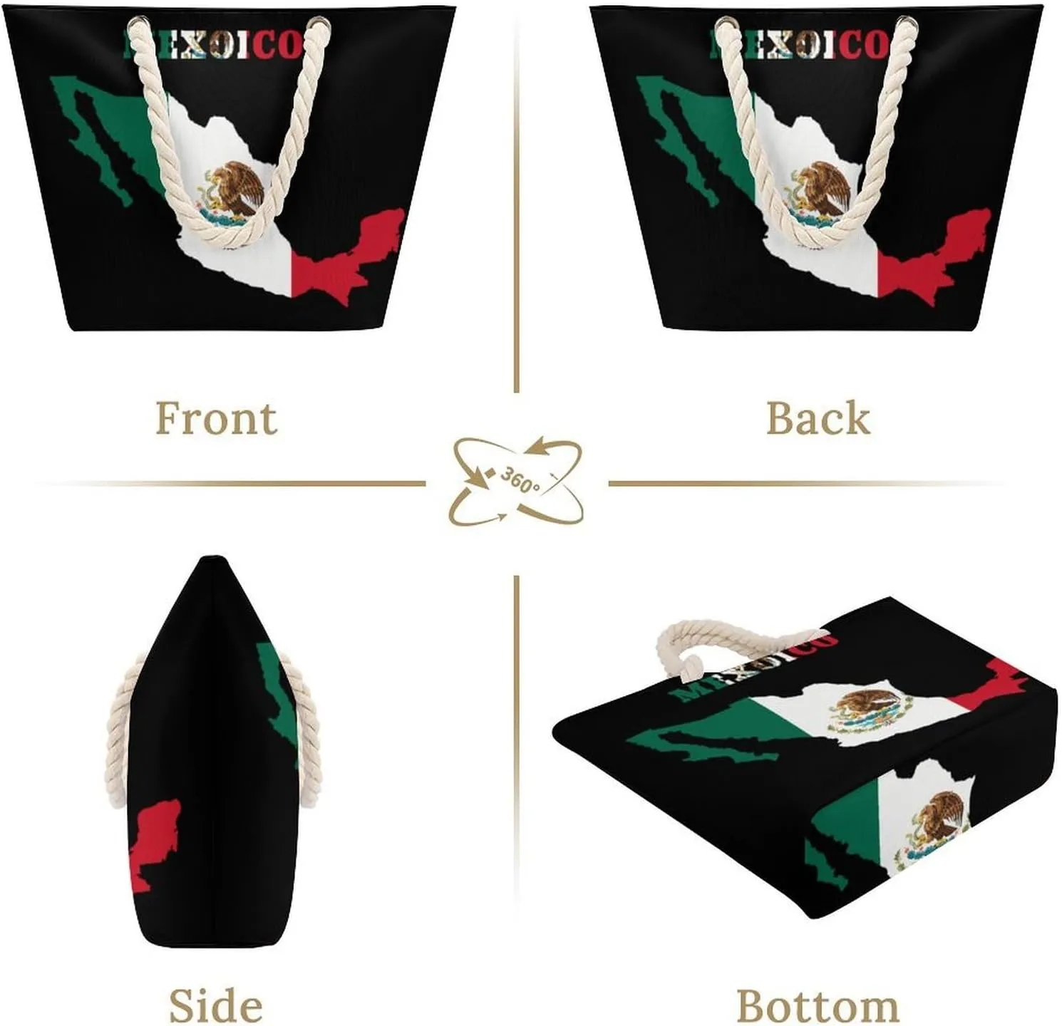 Tote Bag Large Handles Beach Bag with Zipper for Shopping Groceries Travel Outdoors Swim Pool Bag