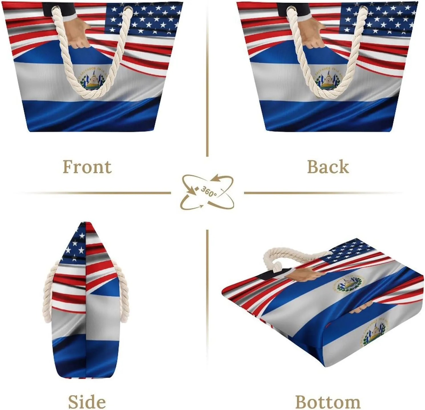 Tote Bag Large Handles Beach Bag with Zipper for Shopping Groceries Travel Outdoors Swim Pool Bag