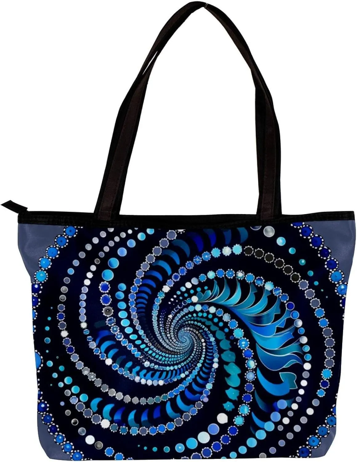 Tote Bag, Large Tote Bags for Women, Tote Bag with Zipper, Modern Flower Butterfly Hummingbird Vintage Art, Womens Tote Bag