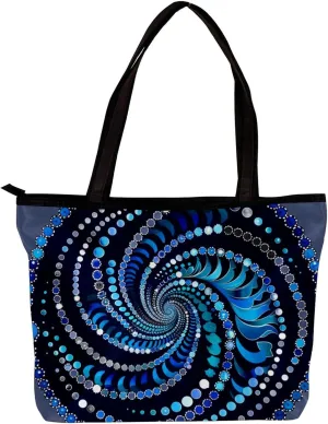 Tote Bag, Large Tote Bags for Women, Tote Bag with Zipper, Modern Flower Butterfly Hummingbird Vintage Art, Womens Tote Bag