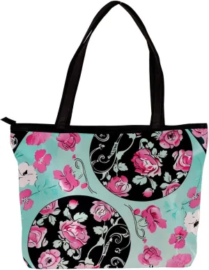 Tote Bags, Large Tote Bags for Women, Women's Tote Handbags, Yin Yang Gossip Pink Rose Flower, Tote Bag for Work