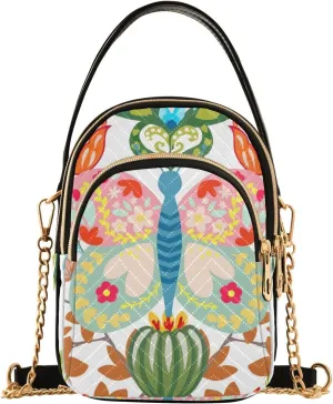 Traditional Folk Art Butterfly Small Women's Crossbody Purse, Shoulder Bag for Women Handbags Cell Phone Purse