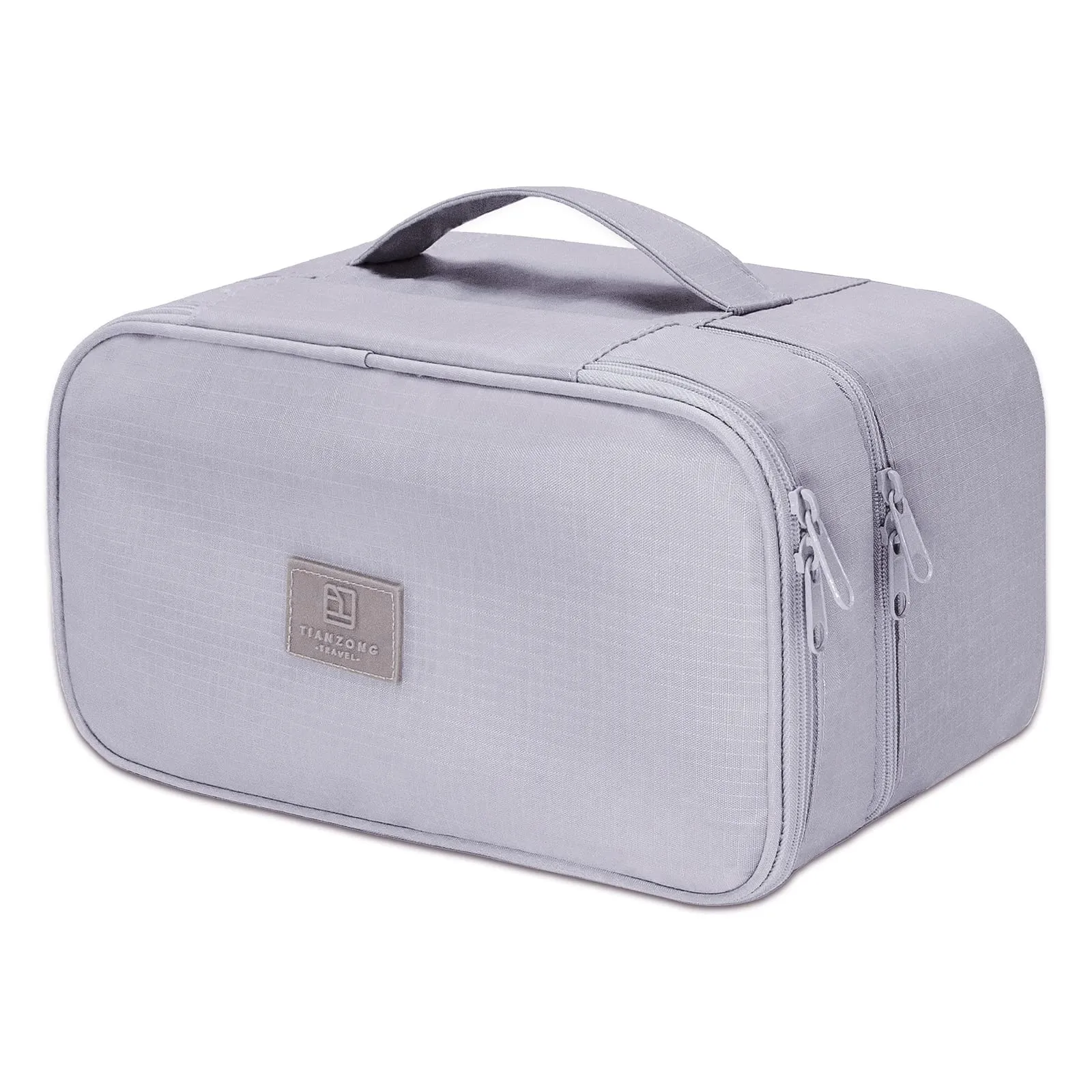 Travel Double Layer Waterproof Organizer Cosmetic Toiletry Bag Grey HLC063