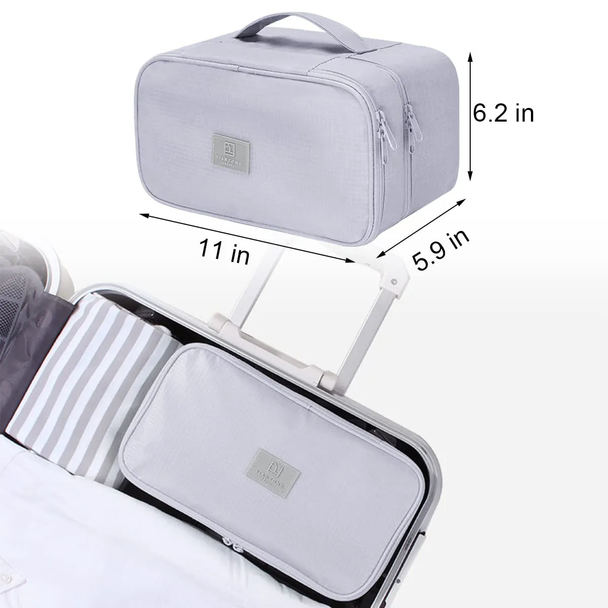 Travel Double Layer Waterproof Organizer Cosmetic Toiletry Bag Grey HLC063