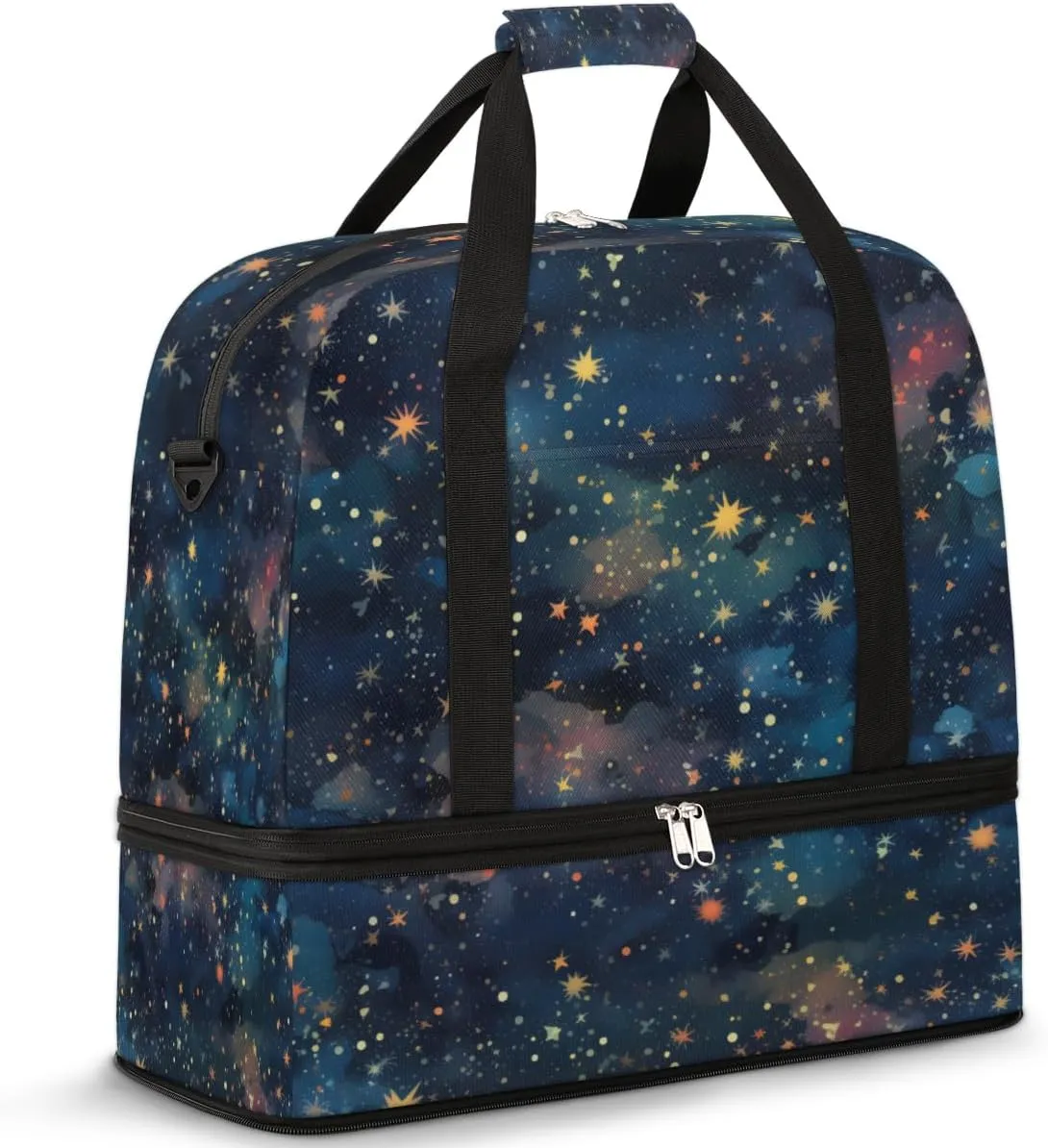 Travel Duffel Bag Fantasy Galaxy Universe Nebula Sport Gym Bag for Woman Man,Waterproof Foldable Weekend Overnight Bag for Yoga Workout Training with Shoe Compartment