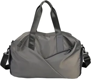 Travel Duffel Bag for Women/Men Ultra-Light Sport Duffel Bag Weekend Shoulder Bag Large Gym Tote Bag Overnight Bag Nylon Hospital Bag Carry On Luggage with Shoes Compartment and Wet Pocket Grey