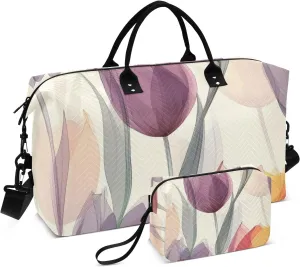 Travel Duffel Bag Large Carry On Bag Sports Gym Tote Bag with Adjustable Strap for Trekking Multifunctional flower Blended